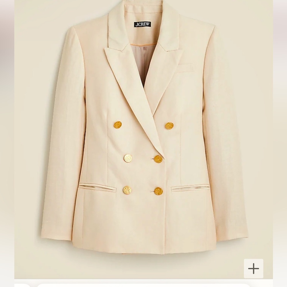 Jcrew Double-breasted blazer & cuffed wide leg pants, herringbone, NWT, size 14 - Picture 3 of 13